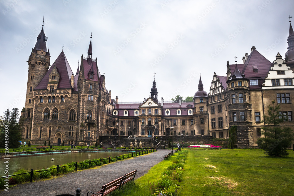 Moszna Castle located in a Moszna village, Upper Silesia, Poland