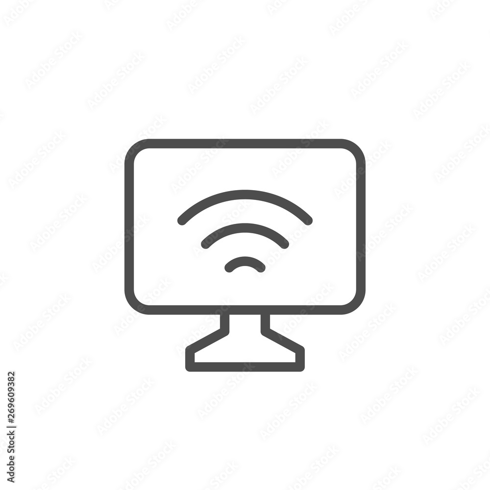 Computer Wi-Fi line outline icon Computer Wi-Fi line outline icon