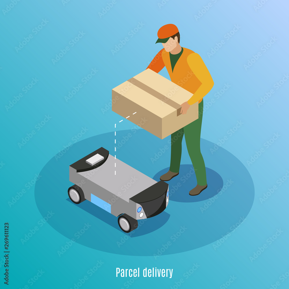 Parcel Delivery Isometric Background
