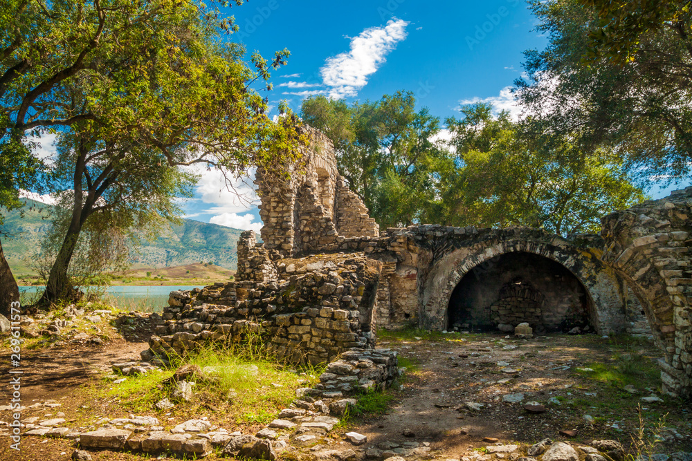 Famous Roman settlement, archaeological city of Butrint in Albania, UNESCO world heritage
