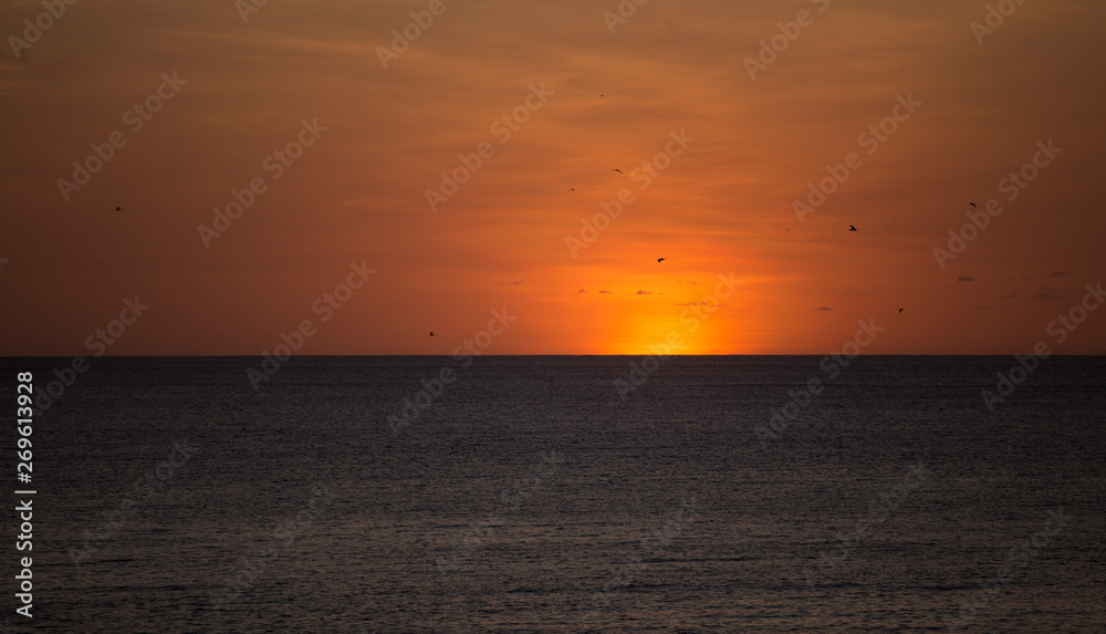 Sunset on the Atlantic Ocean in Fernando de Noronha, northeastern Brazil.