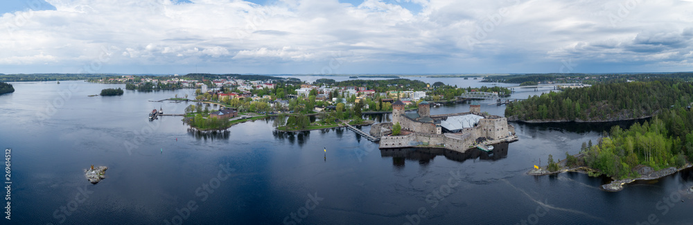Aerial view of beautiful savonlinna city, at a summer day in Savo, Finland