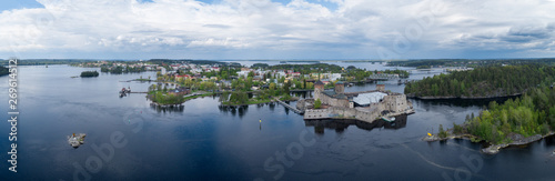 Aerial view of beautiful savonlinna city  at a summer day in Savo  Finland