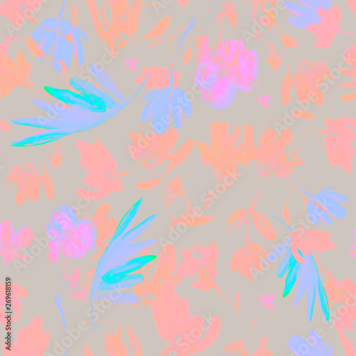 Seamless abstract watercolor floral pattern. Hand drawing ink. Fashionable floral design. Background for textile  paper and other print and web projects.