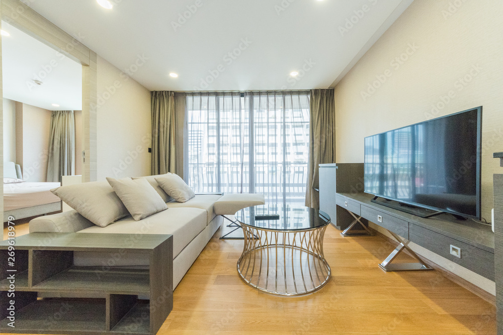 Fototapeta premium Open space of a modern living room