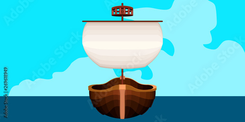Front view of a pirate ship in a landscape - Vector