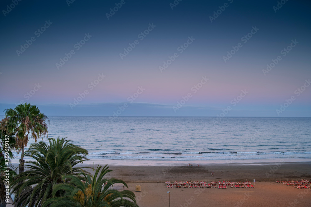 English beach sunset at Gran Canarias