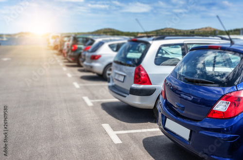 Cars in the parking lot.