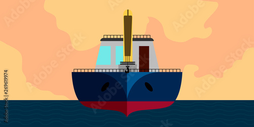 Front view of a fishing boat in a landscape - Vector