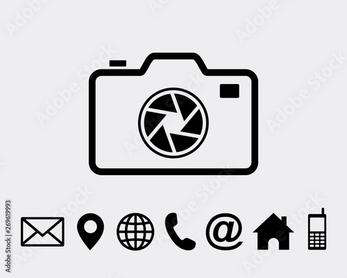 Camera icon symbol vector for web