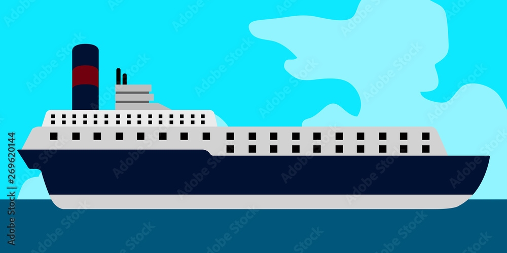 Side view of a cruise ship in a landscape - Vector