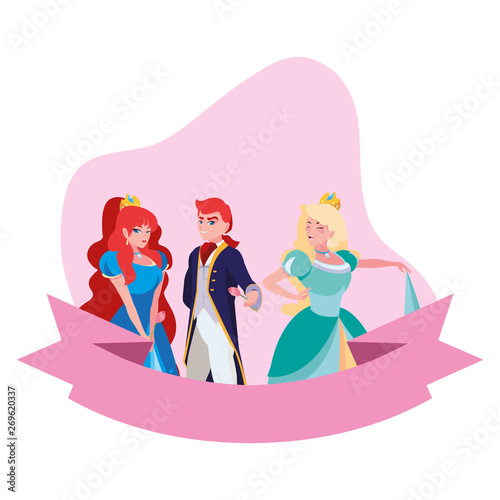 prince charming and two princess of tales characters