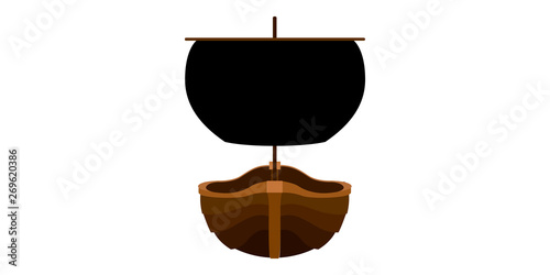 Isolated front view of a pirate ship - Vector