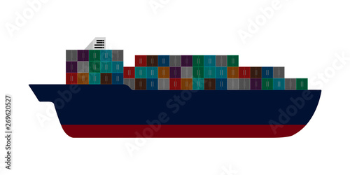 Isolated side view of a cargo ship - Vector