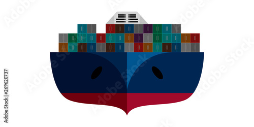 Isolated front view of a cargo ship - Vector
