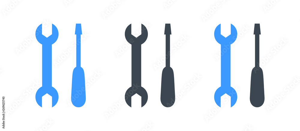 Engineering tools icon - Flat engineering sign vector illustration