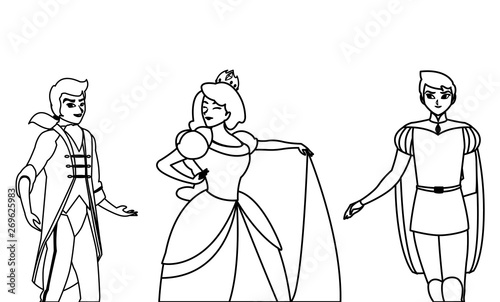 beautiful princess with princes of tales characters