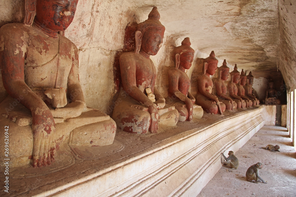 custom made wallpaper toronto digitalOld Buddha statues at Pho Win Taung Caves, Monywa city, Sagaing State, Myanmar, Asia.