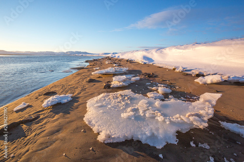 Guba Voronya, Barents Sea bay winter landscape