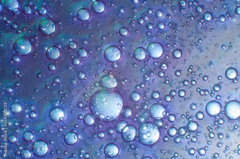 Abstract blue background slime with air bubbles inside