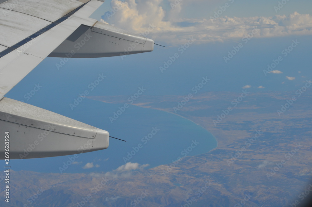 Fototapeta premium The beautiful view from airplane window, Cyprus