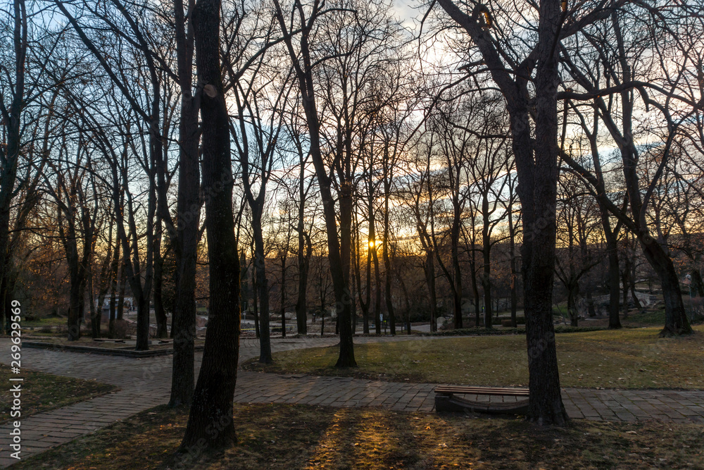 Fototapeta premium Park at the center of town of Hisarya, Plovdiv Region, Bulgaria