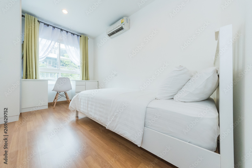 Fototapeta premium Bedroom interior, evening lighting