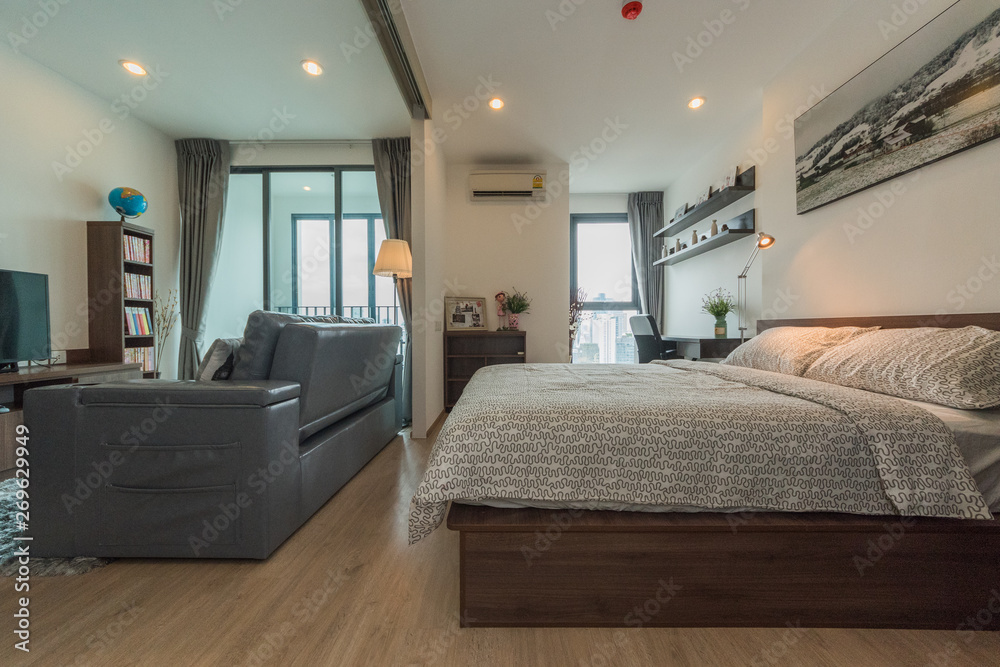 luxury interior of bedroom with large bed luxury interior of bedroom with large bed