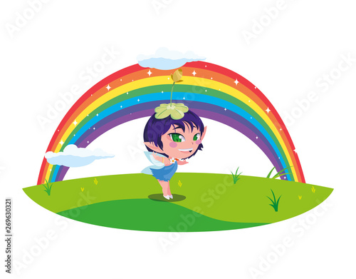 beautiful magic fairy in rainbow character