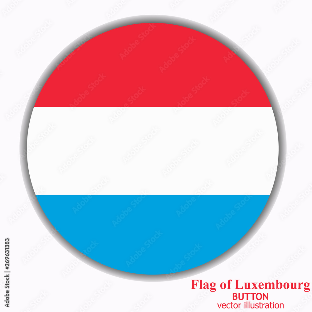 Button with flag of Luxembourg. Colorful illustration with flag for web design. Illustration with white background. Button with flag of Luxembourg. Colorful illustration with flag for web design. Illustration with white background.