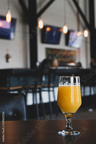 glass of beer on bar
