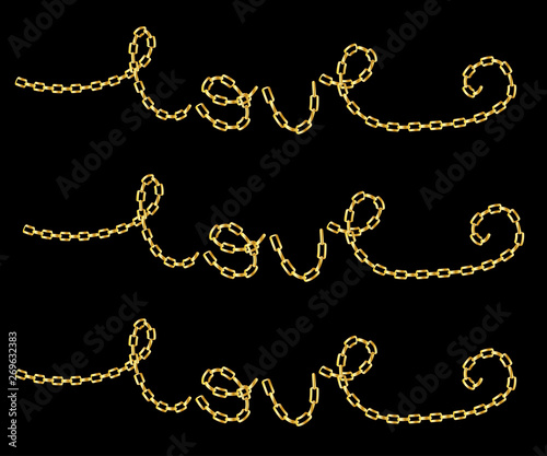 love slogan with golden chain