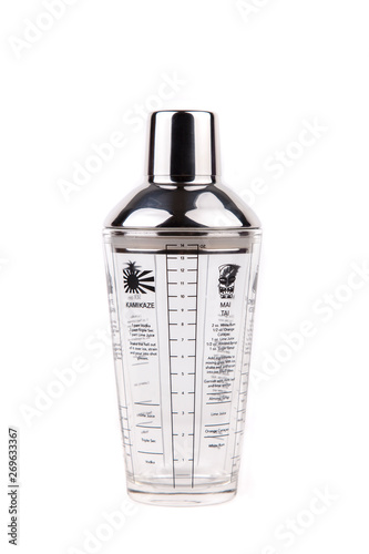 Transparent Cocktail Shaker with measurement - Stock Image