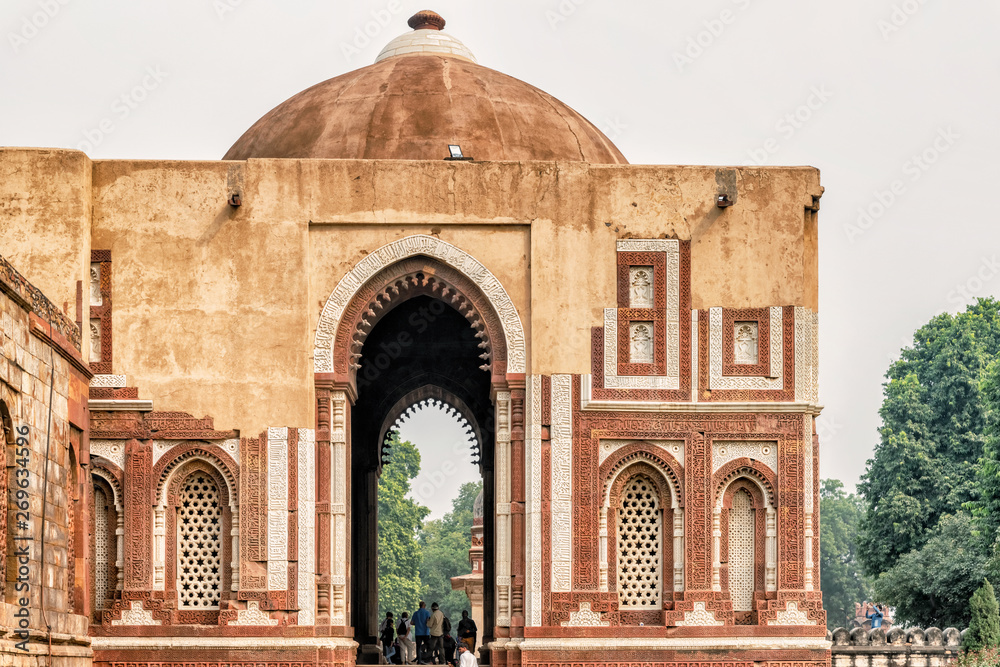 The Qutub or Qutab Minaret complex in Delhi India.
