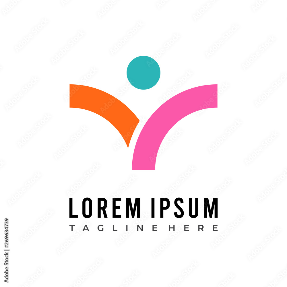 People Logo Letter V Flat Vector Illustration People Logo Letter V Flat Vector Illustration