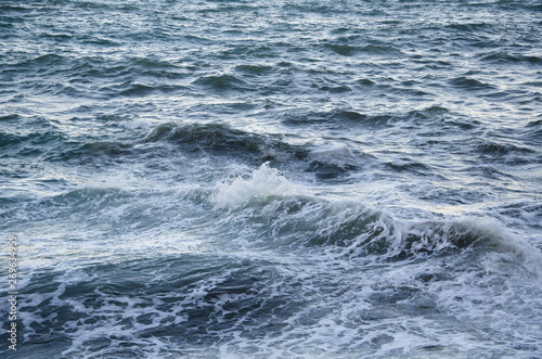 Seascape background of storm, white marine foam
