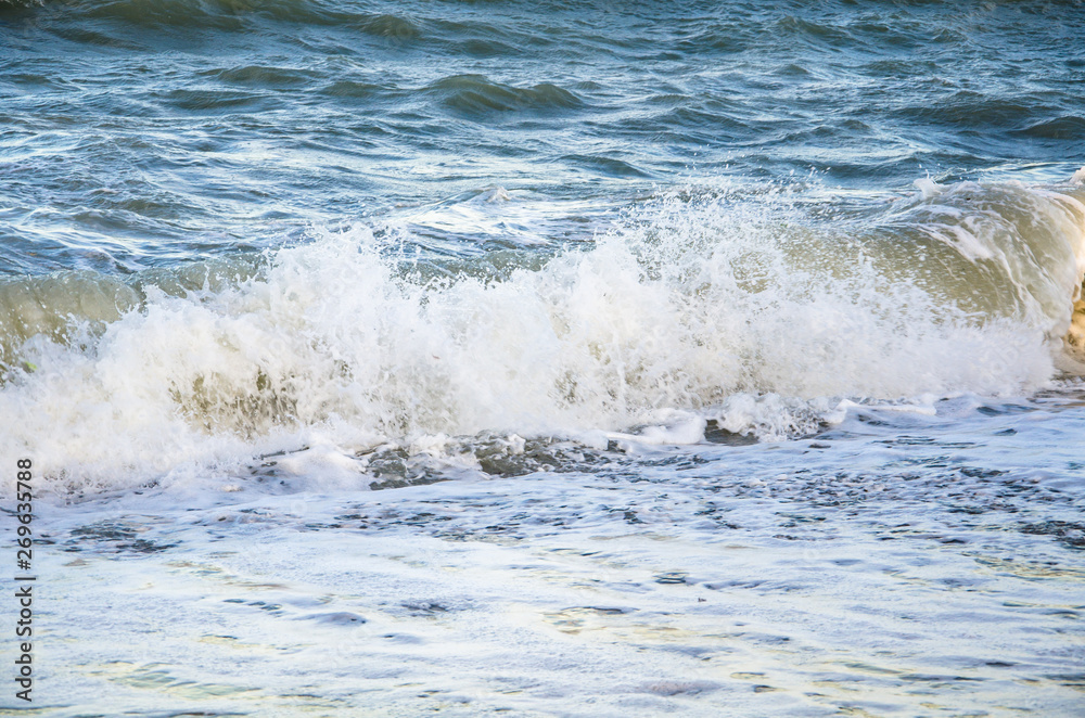 Colorful seascape, view of sea waves on beach Colorful seascape, view of sea waves on beach