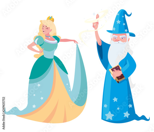 beautiful princess with wizard of tales characters