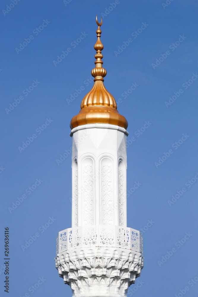 Minaret of the turkish mosque Ulu Camii in Brabrand near Aarhus, Denmark Minaret of the turkish mosque Ulu Camii in Brabrand near Aarhus, Denmark