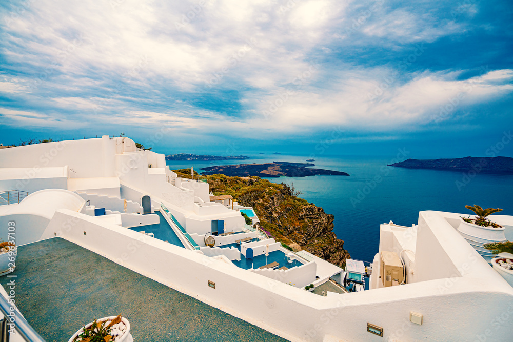Obraz premium Santorini Island, Greece, one of the most beautiful travel destinations of the world.