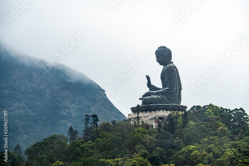 Tian Tan big buddha of Po lin Monastery in Lantau island Hong Kong. The Must see for hong kong traveling