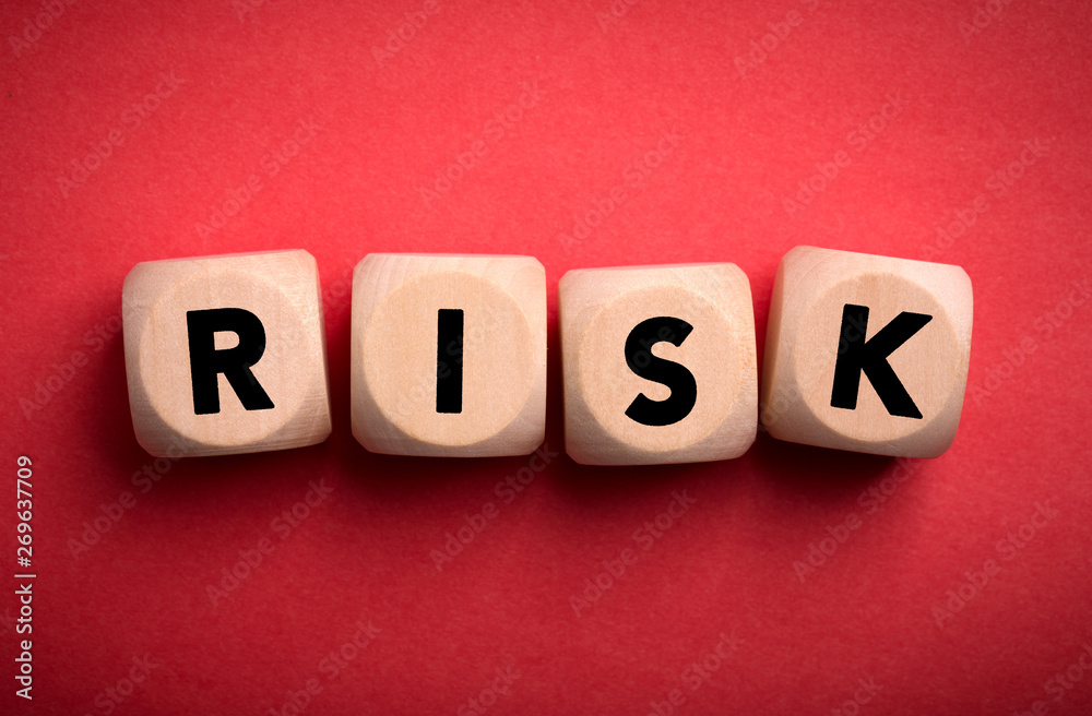 Risk Concept Wooden Cube Blocks Risk Concept Wooden Cube Blocks