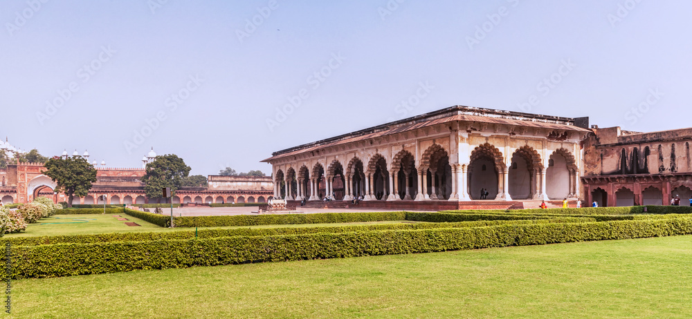 View at the buildings in Agra Fort, India.