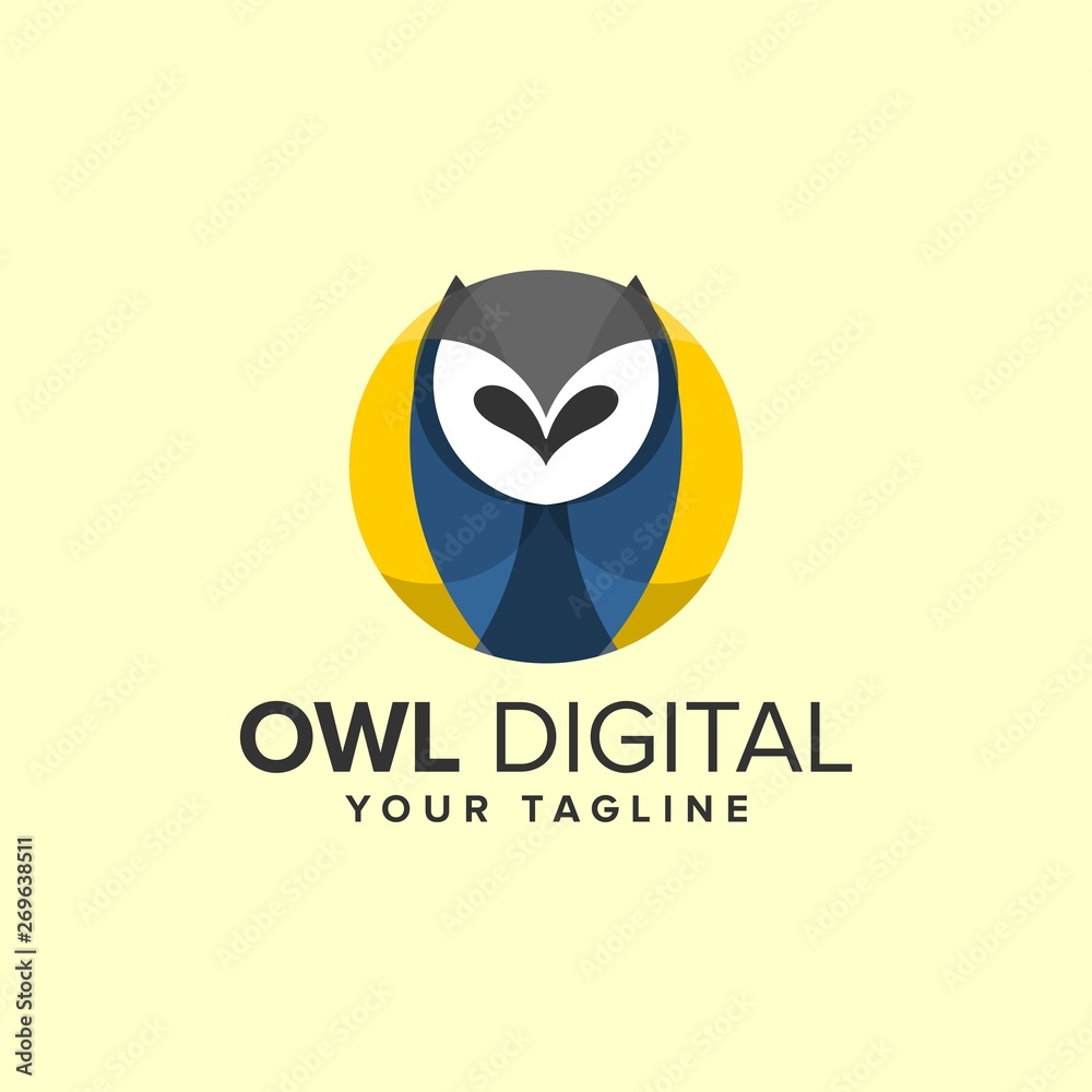 Owl logo inspiration design colorful circle