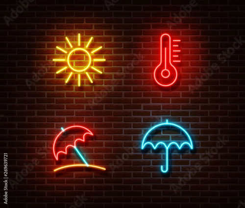 Neon color summer signs vector isolated © ihorsw