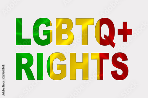 LGBTQ+ Rights Words over Mali's Flag.