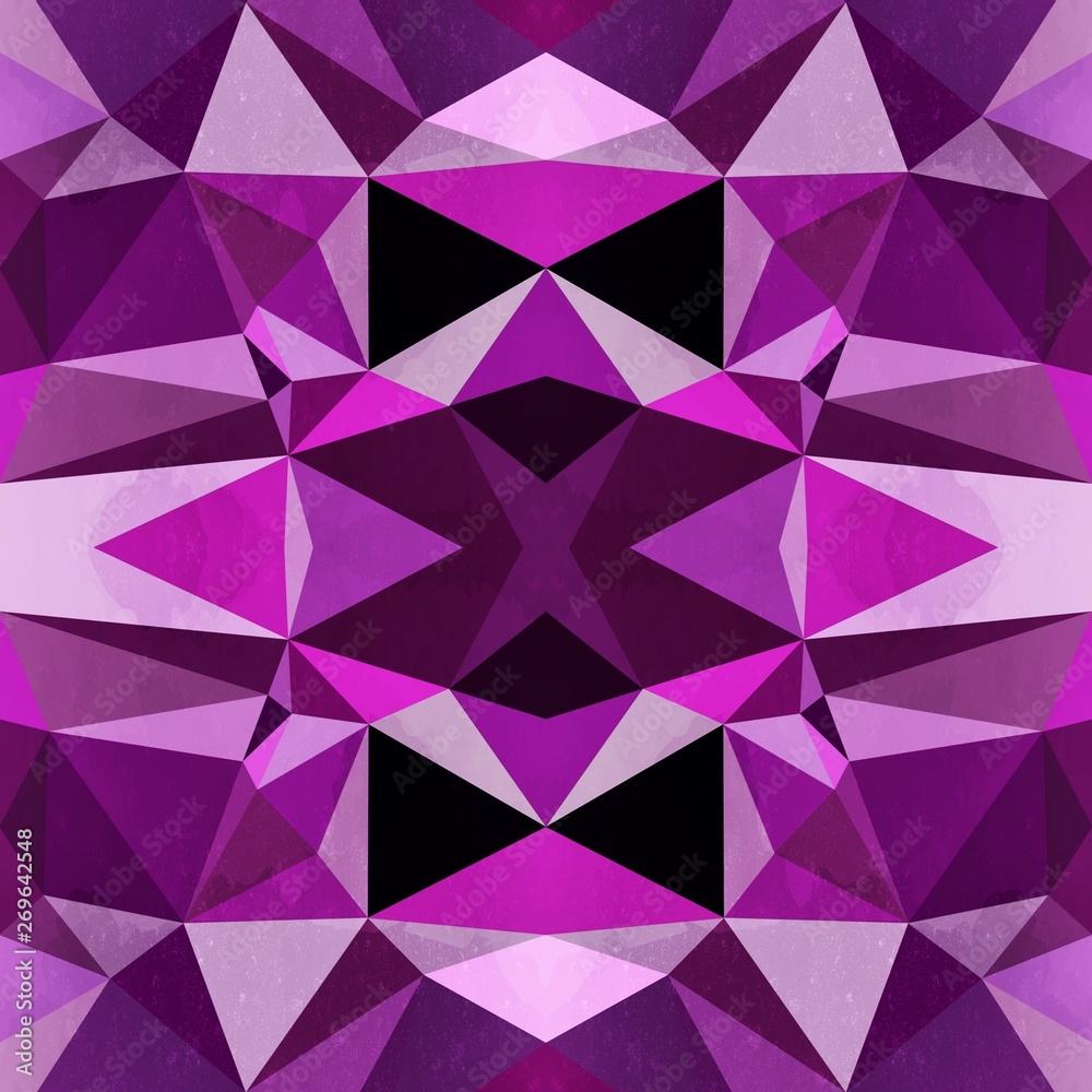 Naklejka premium Geometric seamless pattern with pink, fuchsia, purple and violet triangle shapes. Square colorful background.