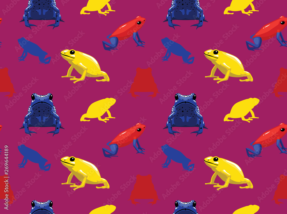 Naklejka premium Poison Dart Frog Set Wallpaper