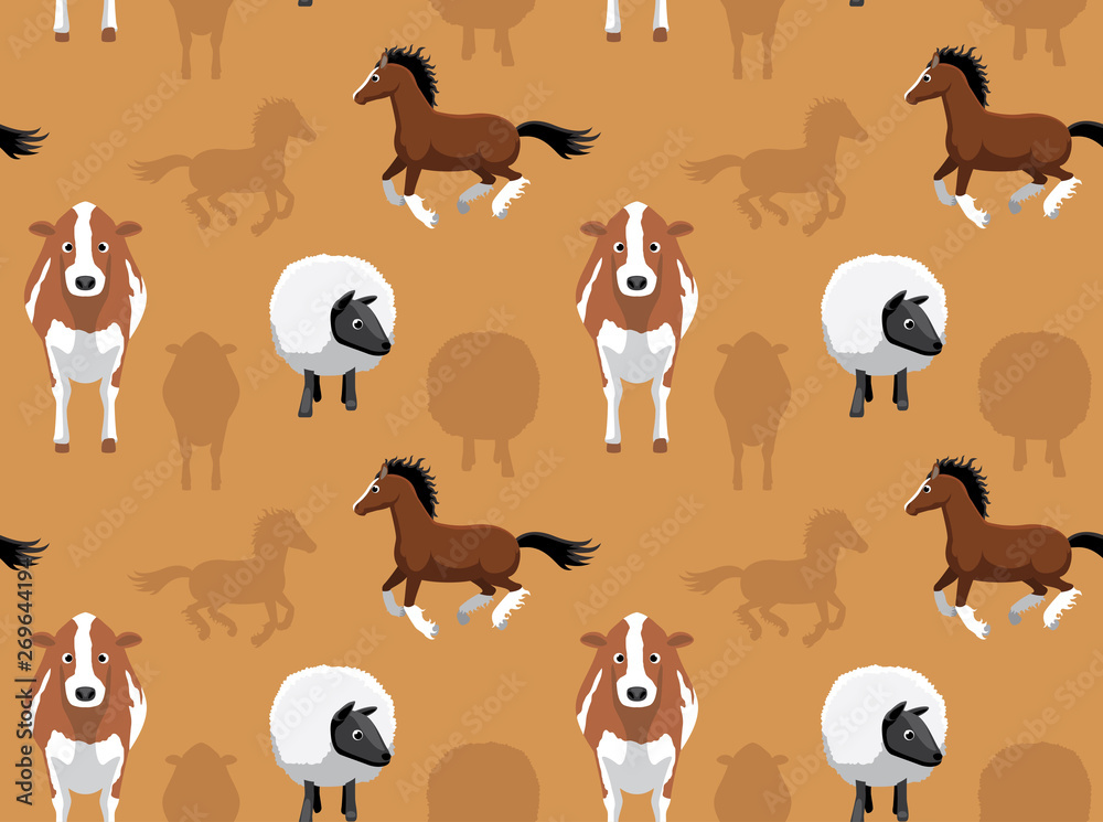 Livestock Farm Animals Seamless Wallpaper 14 Stock Vector | Adobe Stock