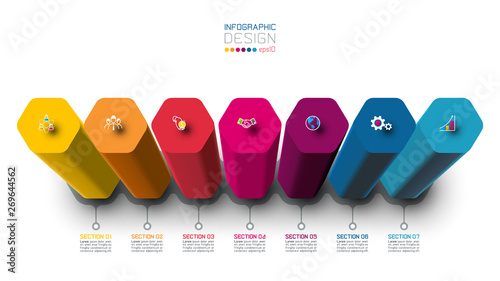 Vector Infographic label design with hexagon columns design.